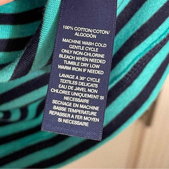 CHAPS Seafoam Green Navy Blue Stripe V-Neck Top T-Shirt Blouse Plus Size 2X NEW - Picture 5 of 8